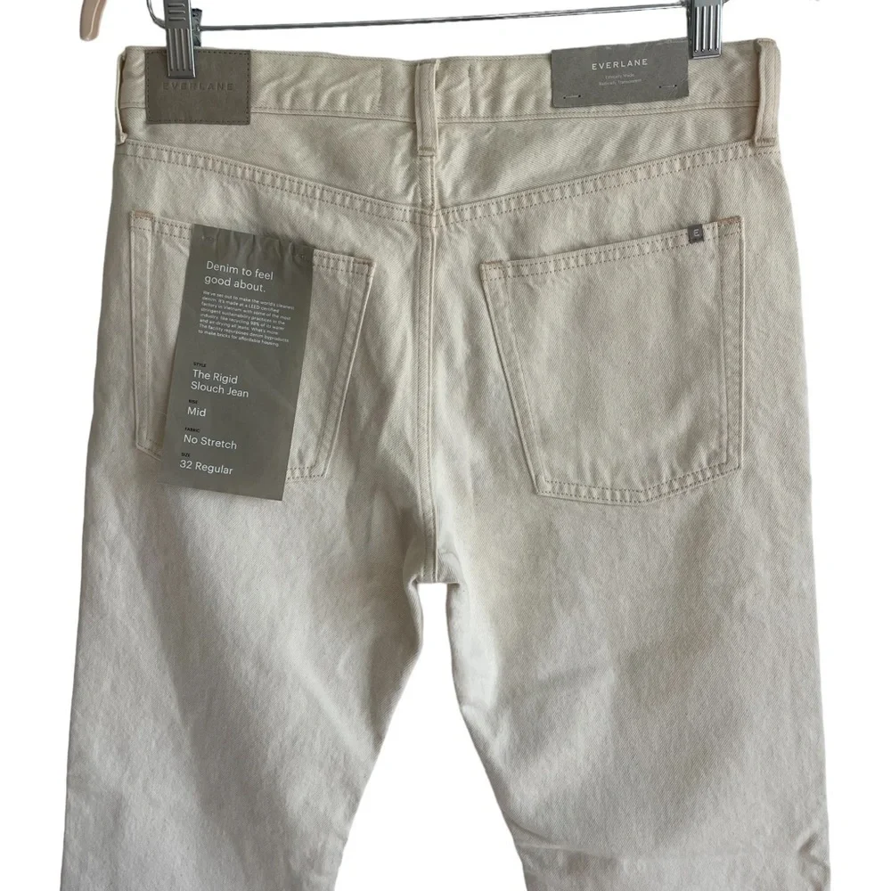 Everlane The Rigid Slouch Jean, Ecru, Size 32